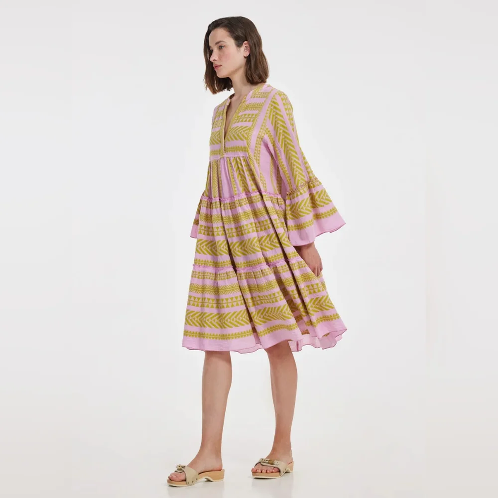 Devotion Twins Midi Dress Green Pink NWT Sz S - Picture 7 of 11